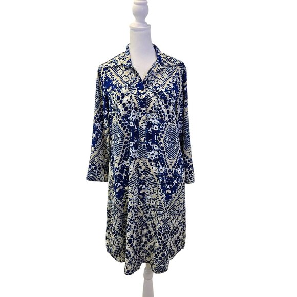 Cabi Blue Jewel Tunic Belted Button Down Shirt Dress Size Small *Missing Belt* - Picture 1 of 9